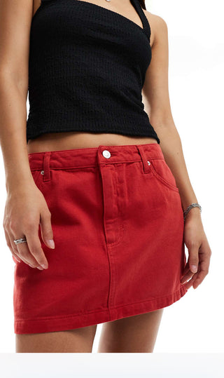 ASOS DESIGN denim mini skirt in sandstorm